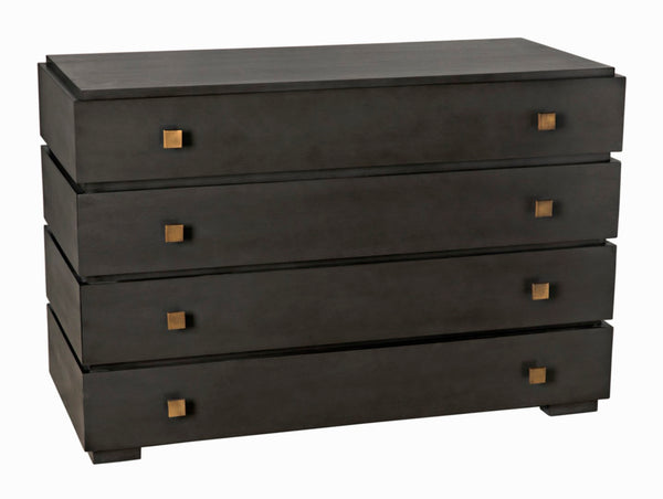 Noir Hofman Dresser - Handcrafted Solid Mahogany with Modern Design, Brass Pulls & Ample Storage Space Pale GDRE175P