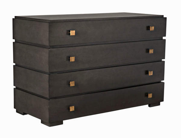 Noir Hofman Dresser - Handcrafted Solid Mahogany with Modern Design, Brass Pulls & Ample Storage Space Pale GDRE175P