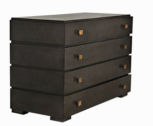 Noir Hofman Dresser - Handcrafted Solid Mahogany with Modern Design, Brass Pulls & Ample Storage Space Pale GDRE175P