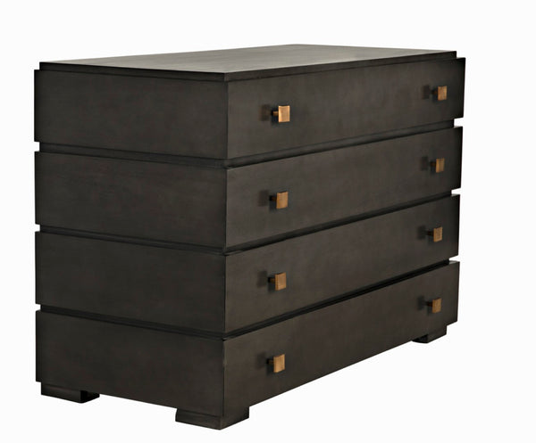 Noir Hofman Dresser - Handcrafted Solid Mahogany with Modern Design, Brass Pulls & Ample Storage Space Pale GDRE175P