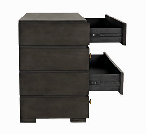 Noir Hofman Dresser - Handcrafted Solid Mahogany with Modern Design, Brass Pulls & Ample Storage Space Pale GDRE175P