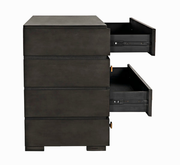 Noir Hofman Dresser - Handcrafted Solid Mahogany with Modern Design, Brass Pulls & Ample Storage Space Pale GDRE175P