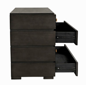 Noir Hofman Dresser - Handcrafted Solid Mahogany with Modern Design, Brass Pulls & Ample Storage Space Pale GDRE175P
