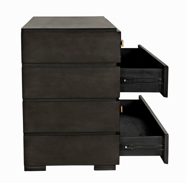 Noir Hofman Dresser - Handcrafted Solid Mahogany with Modern Design, Brass Pulls & Ample Storage Space Pale GDRE175P