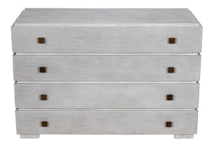 Noir Hofman Dresser - Handcrafted Solid Mahogany with Modern Design, Brass Pulls & Ample Storage Space White Wash GDRE175WH