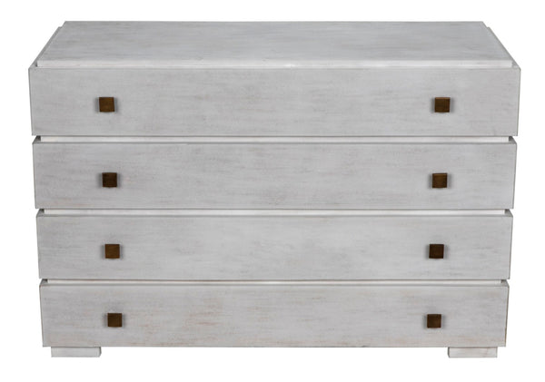 Noir Hofman Dresser - Handcrafted Solid Mahogany with Modern Design, Brass Pulls & Ample Storage Space White Wash GDRE175WH