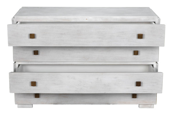 Noir Hofman Dresser - Handcrafted Solid Mahogany with Modern Design, Brass Pulls & Ample Storage Space White Wash GDRE175WH