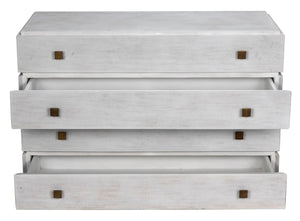 Noir Hofman Dresser - Handcrafted Solid Mahogany with Modern Design, Brass Pulls & Ample Storage Space White Wash GDRE175WH