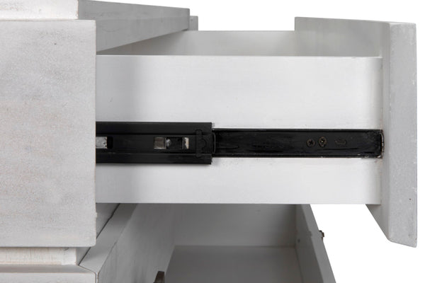 Noir Hofman Dresser - Handcrafted Solid Mahogany with Modern Design, Brass Pulls & Ample Storage Space White Wash GDRE175WH