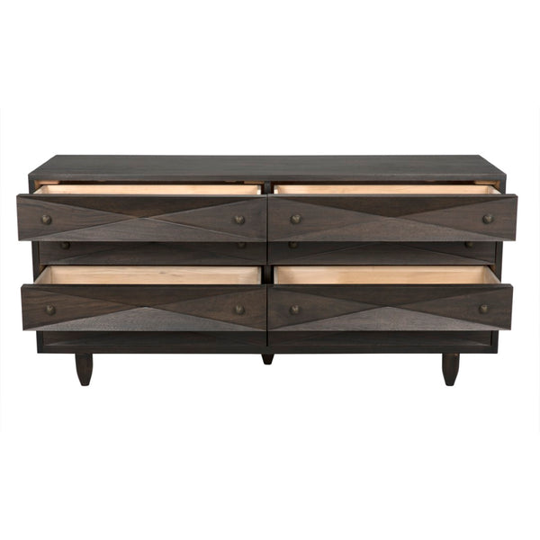 Noir Diamond Double Chest in Rich Ebony Walnut - Hand-Carved Design, Modern Style for Any Space GDRE180-2EB