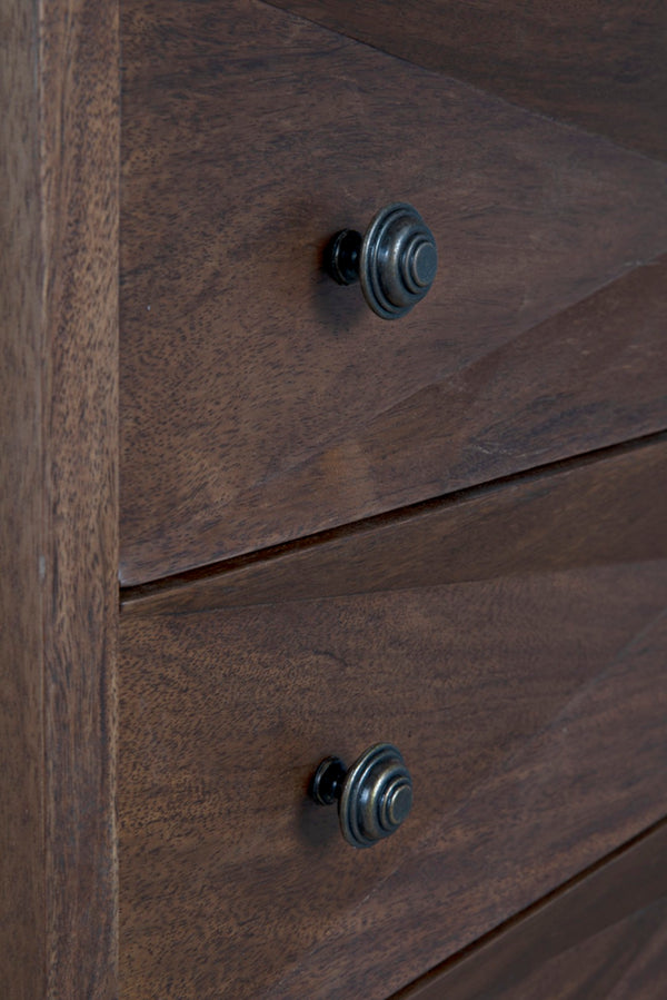Noir Diamond Chest - Bold Geometric Design with Classic Lines for Timeless Elegance in Any Space Dark Walnut GDRE180DW