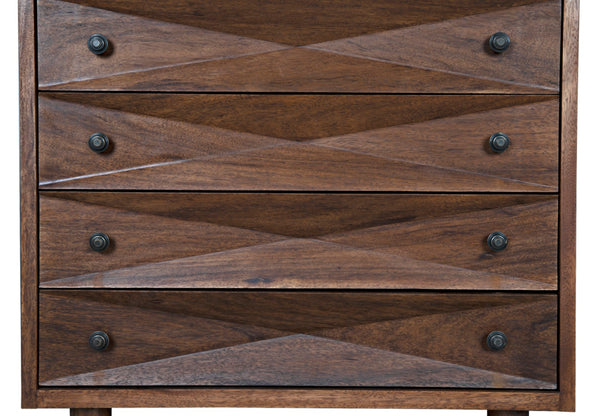 Noir Diamond Chest - Bold Geometric Design with Classic Lines for Timeless Elegance in Any Space Dark Walnut GDRE180DW