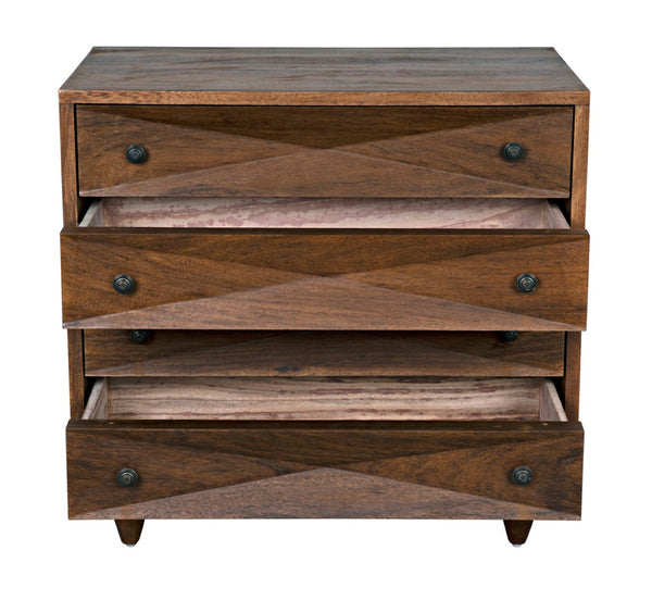 Noir Diamond Chest - Bold Geometric Design with Classic Lines for Timeless Elegance in Any Space Dark Walnut GDRE180DW