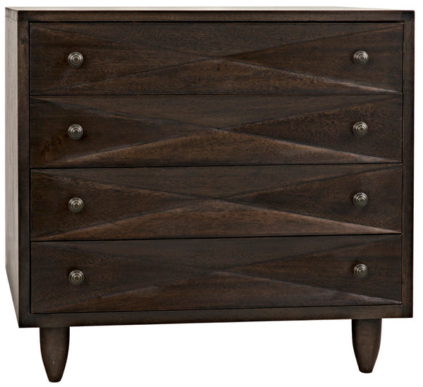 Noir Diamond Chest - Bold Geometric Design with Classic Lines for Timeless Elegance in Any Space Ebony Walnut GDRE180EB