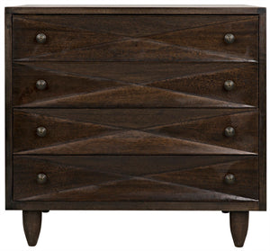 Noir Diamond Chest - Bold Geometric Design with Classic Lines for Timeless Elegance in Any Space Ebony Walnut GDRE180EB