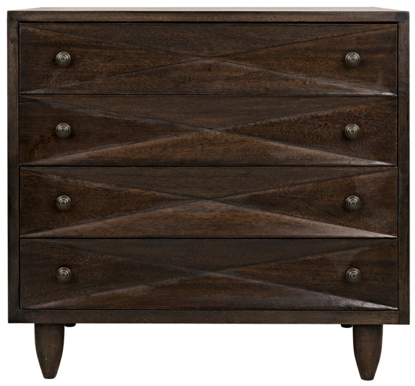 Noir Diamond Chest - Bold Geometric Design with Classic Lines for Timeless Elegance in Any Space Ebony Walnut GDRE180EB