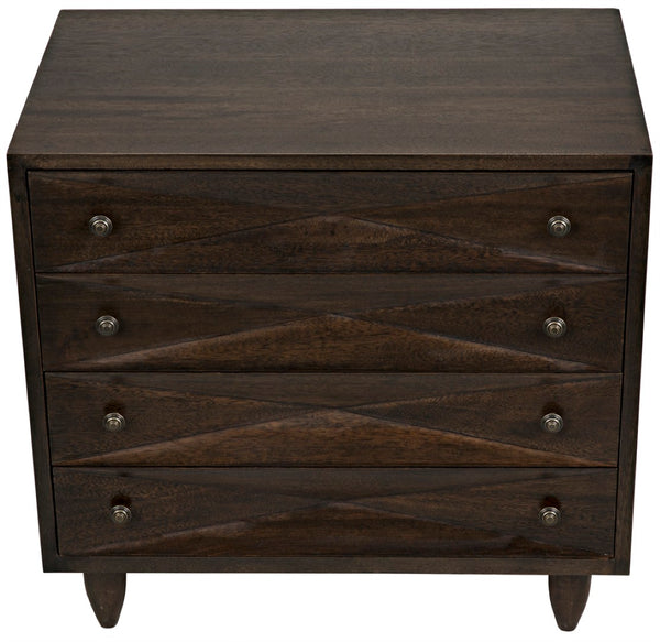 Noir Diamond Chest - Bold Geometric Design with Classic Lines for Timeless Elegance in Any Space Ebony Walnut GDRE180EB