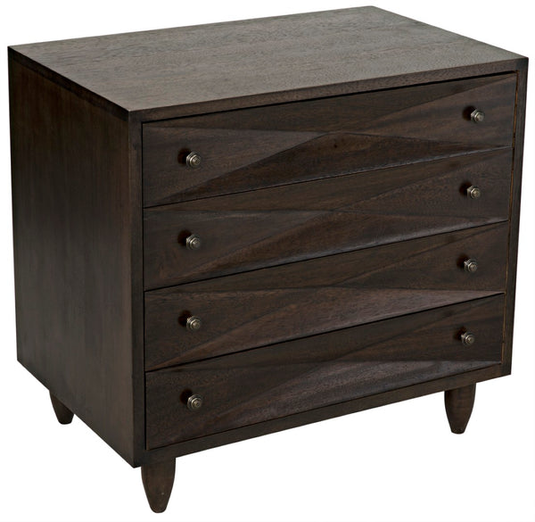 Noir Diamond Chest - Bold Geometric Design with Classic Lines for Timeless Elegance in Any Space Ebony Walnut GDRE180EB