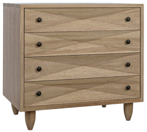 Noir Diamond Chest - Bold Geometric Design with Classic Lines for Timeless Elegance in Any Space Washed Walnut GDRE180WAW