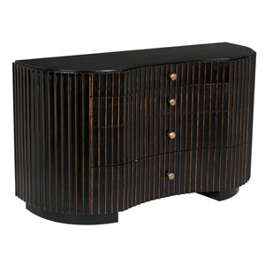 Noir Irene Dresser - Hand-Rubbed Black & Light Brown Trim, Elegant Mahogany Storage for Any Bedroom Style GDRE188HB