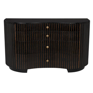Noir Irene Dresser - Hand-Rubbed Black & Light Brown Trim, Elegant Mahogany Storage for Any Bedroom Style GDRE188HB