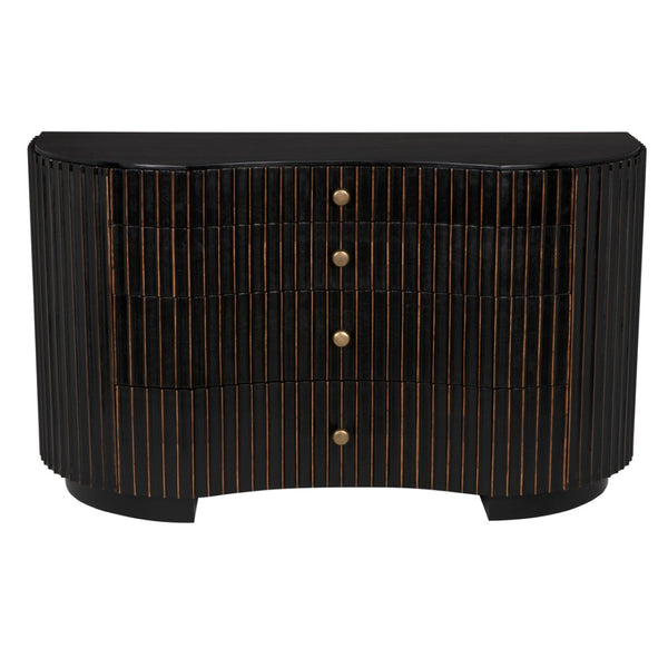 Noir Irene Dresser - Hand-Rubbed Black & Light Brown Trim, Elegant Mahogany Storage for Any Bedroom Style GDRE188HB