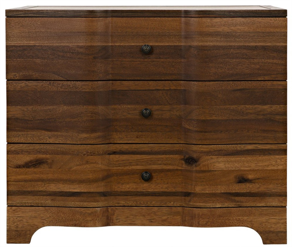 Noir Claudie Chest - Handcrafted Walnut Storage Solution with Unique Ripple Design for Modern Spaces Dark Walnut GDRE202DW