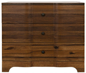 Noir Claudie Chest - Handcrafted Walnut Storage Solution with Unique Ripple Design for Modern Spaces Dark Walnut GDRE202DW