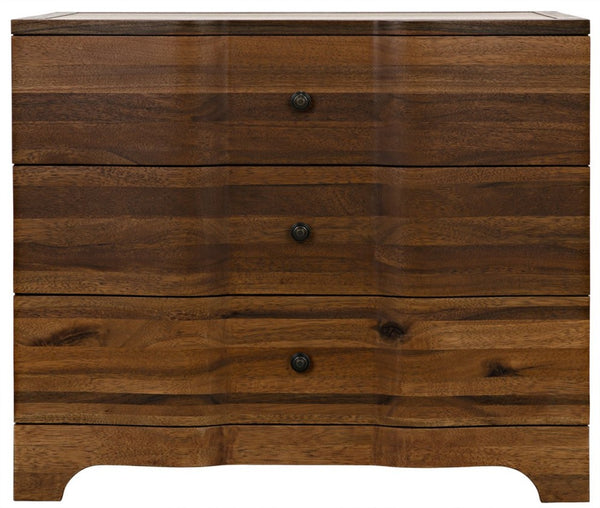Noir Claudie Chest - Handcrafted Walnut Storage Solution with Unique Ripple Design for Modern Spaces Dark Walnut GDRE202DW