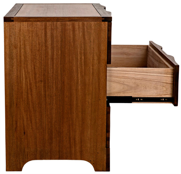 Noir Claudie Chest - Handcrafted Walnut Storage Solution with Unique Ripple Design for Modern Spaces Dark Walnut GDRE202DW