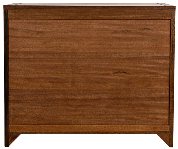 Noir Claudie Chest - Handcrafted Walnut Storage Solution with Unique Ripple Design for Modern Spaces Dark Walnut GDRE202DW