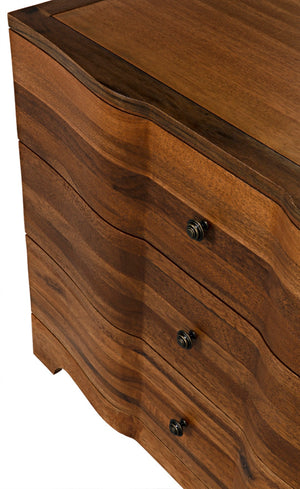 Noir Claudie Chest - Handcrafted Walnut Storage Solution with Unique Ripple Design for Modern Spaces Dark Walnut GDRE202DW