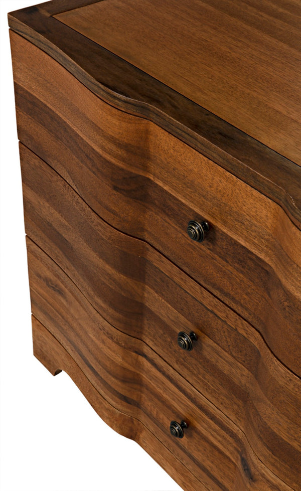 Noir Claudie Chest - Handcrafted Walnut Storage Solution with Unique Ripple Design for Modern Spaces Dark Walnut GDRE202DW