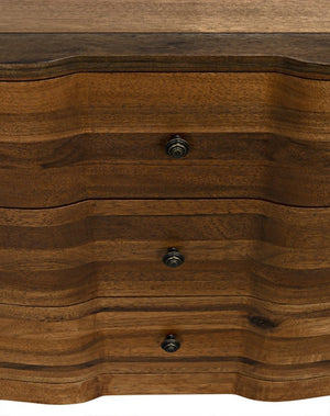 Noir Claudie Chest - Handcrafted Walnut Storage Solution with Unique Ripple Design for Modern Spaces Dark Walnut GDRE202DW