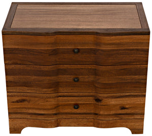 Noir Claudie Chest - Handcrafted Walnut Storage Solution with Unique Ripple Design for Modern Spaces Dark Walnut GDRE202DW