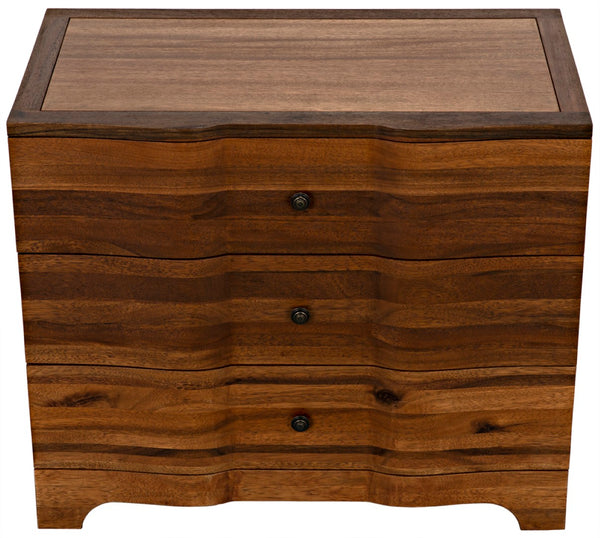 Noir Claudie Chest - Handcrafted Walnut Storage Solution with Unique Ripple Design for Modern Spaces Dark Walnut GDRE202DW