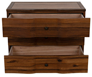 Noir Claudie Chest - Handcrafted Walnut Storage Solution with Unique Ripple Design for Modern Spaces Dark Walnut GDRE202DW