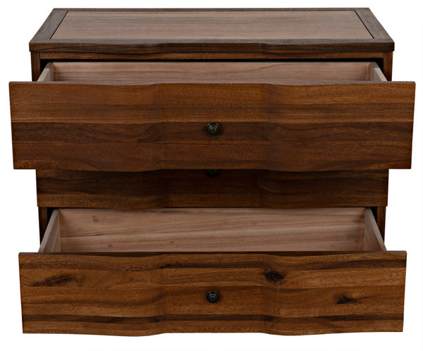 Noir Claudie Chest - Handcrafted Walnut Storage Solution with Unique Ripple Design for Modern Spaces Dark Walnut GDRE202DW