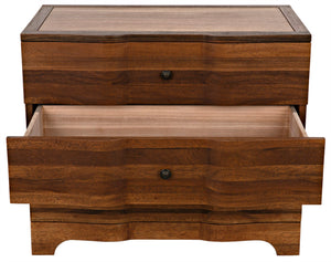 Noir Claudie Chest - Handcrafted Walnut Storage Solution with Unique Ripple Design for Modern Spaces Dark Walnut GDRE202DW