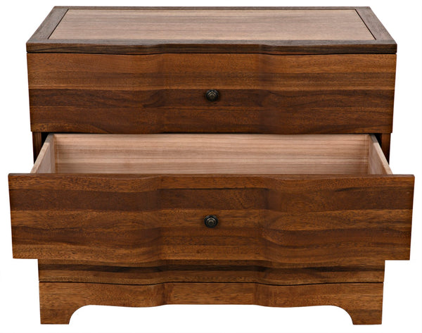 Noir Claudie Chest - Handcrafted Walnut Storage Solution with Unique Ripple Design for Modern Spaces Dark Walnut GDRE202DW