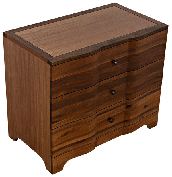 Noir Claudie Chest - Handcrafted Walnut Storage Solution with Unique Ripple Design for Modern Spaces Dark Walnut GDRE202DW
