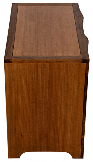 Noir Claudie Chest - Handcrafted Walnut Storage Solution with Unique Ripple Design for Modern Spaces Dark Walnut GDRE202DW