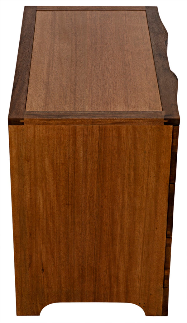 Noir Claudie Chest - Handcrafted Walnut Storage Solution with Unique Ripple Design for Modern Spaces Dark Walnut GDRE202DW