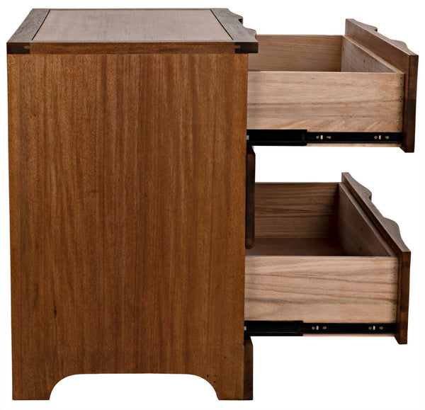 Noir Claudie Chest - Handcrafted Walnut Storage Solution with Unique Ripple Design for Modern Spaces Dark Walnut GDRE202DW