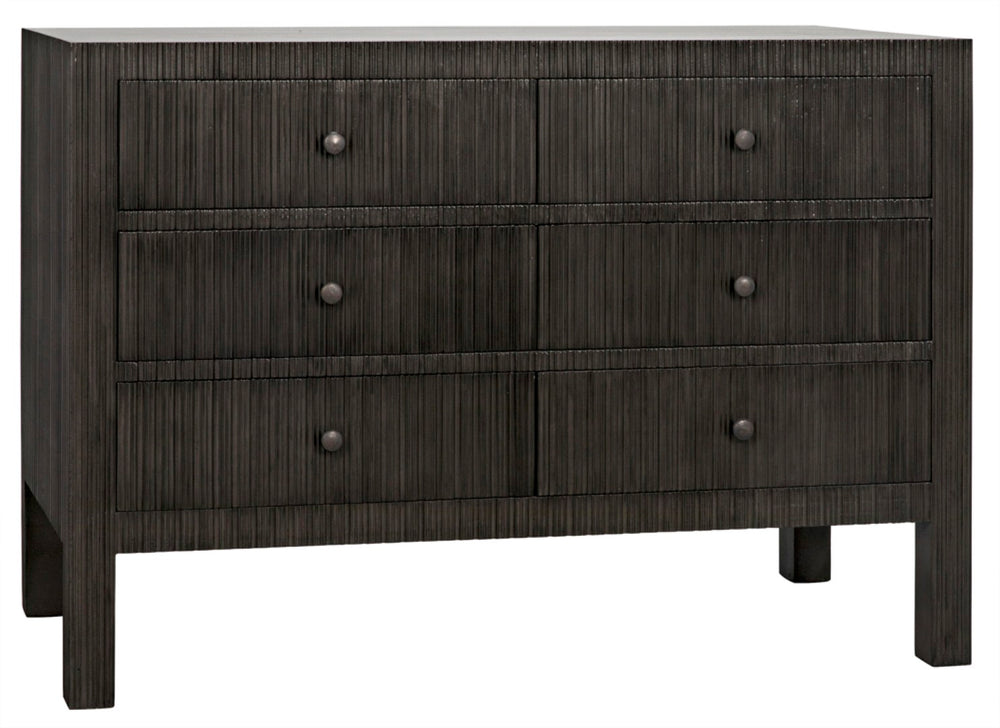 Noir Conrad 6 Drawer Dresser - Elegant Solid Mahogany Storage Solution for Stylish Bedrooms & More Pale GDRE221P