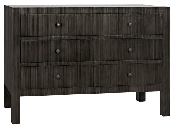 Noir Conrad 6 Drawer Dresser - Elegant Solid Mahogany Storage Solution for Stylish Bedrooms & More Pale GDRE221P