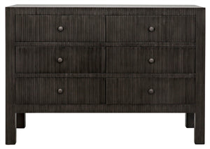 Noir Conrad 6 Drawer Dresser - Elegant Solid Mahogany Storage Solution for Stylish Bedrooms & More Pale GDRE221P
