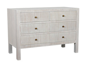 Noir Conrad 6 Drawer Dresser - Elegant Solid Mahogany Storage Solution for Stylish Bedrooms & More White Wash GDRE221WH