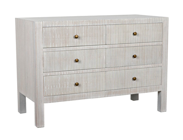 Noir Conrad 6 Drawer Dresser - Elegant Solid Mahogany Storage Solution for Stylish Bedrooms & More White Wash GDRE221WH