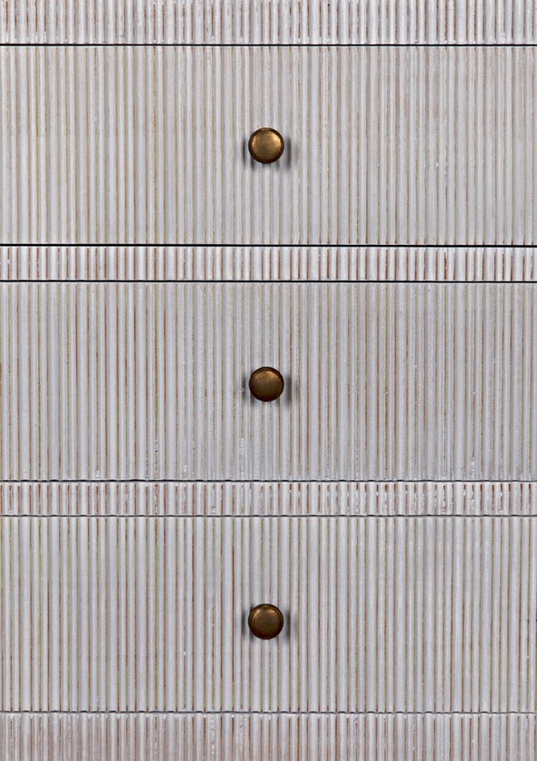 Noir Conrad 6 Drawer Dresser - Elegant Solid Mahogany Storage Solution for Stylish Bedrooms & More White Wash GDRE221WH